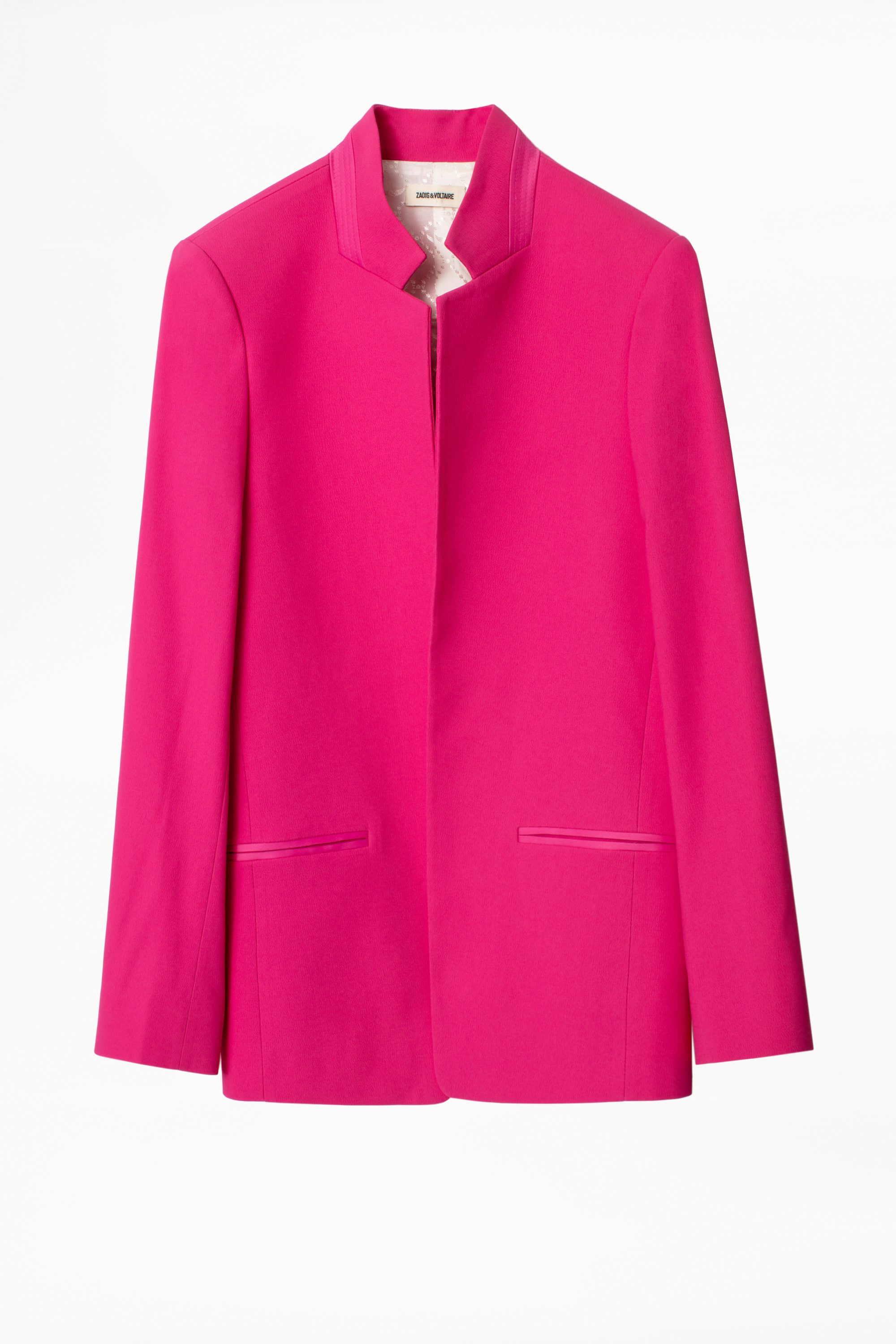 Volly Satin Jacket - Women’s pink jacket, fitted, crêpe.